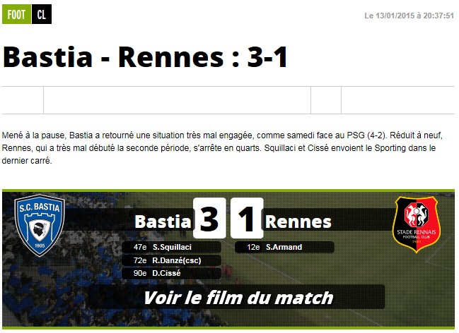 Après match : Bastia 3-1 Rennes S149