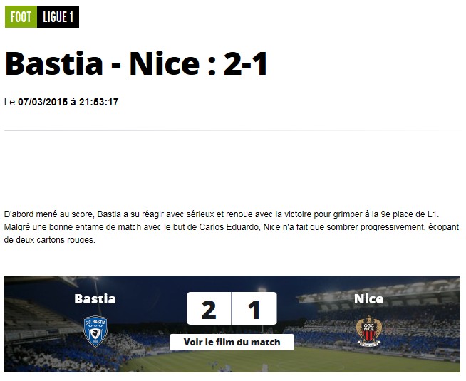 Après match : Bastia - Nice S237