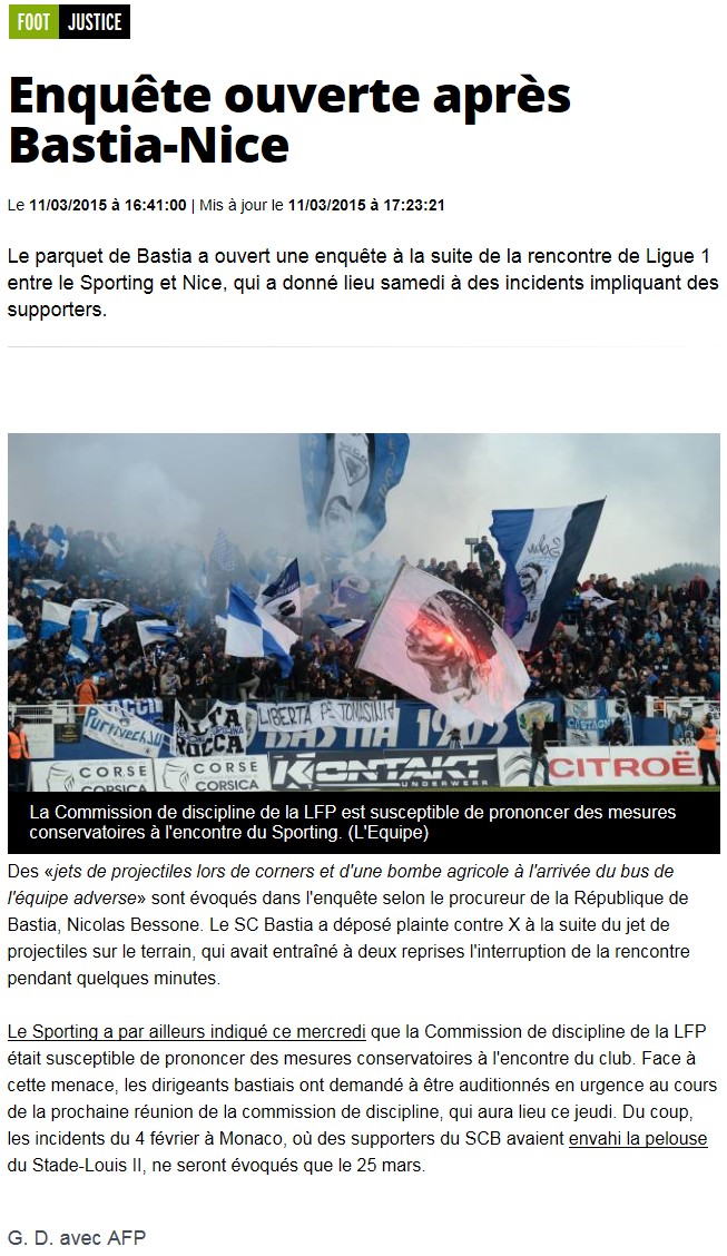 Après match : Bastia - Nice S244