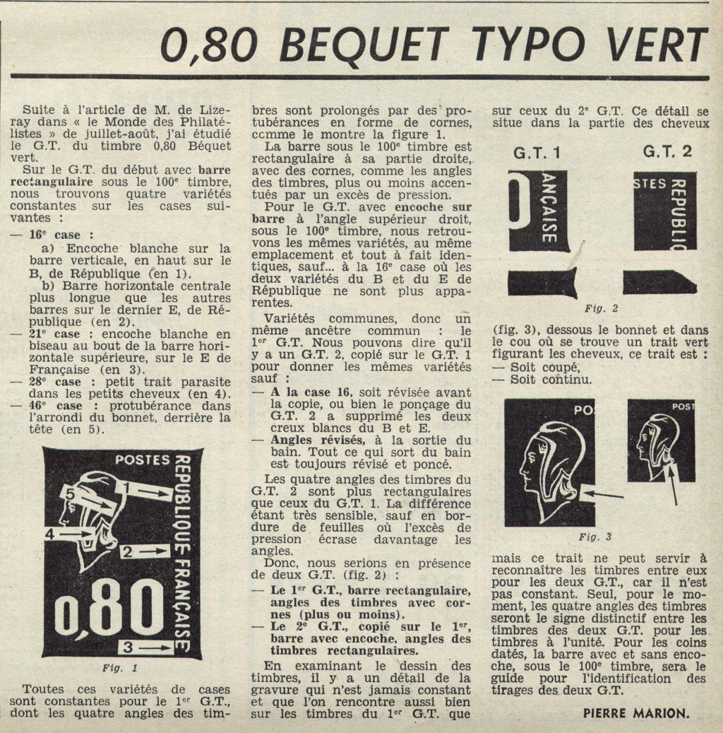 BEQUET 0.80 VERT TYPO VARIETES 19771010