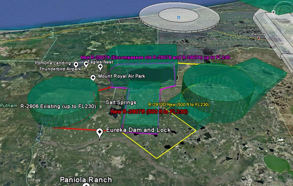 Amendments of Restricted Areas: R-2907A and R-2907B, Lake George, FL; and R-2910, Pinecastle, FL Propos10