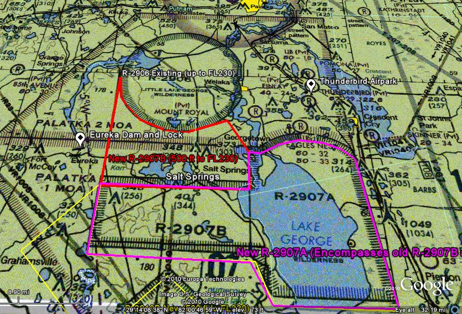 Amendments of Restricted Areas: R-2907A and R-2907B, Lake George, FL; and R-2910, Pinecastle, FL Propos12