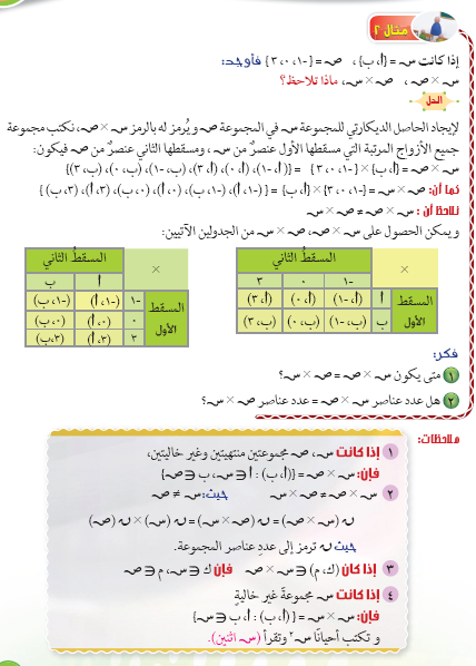 أمثلة من كتاب الوزارة عل الضرب الديكارتى  216