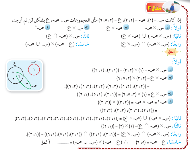 أمثلة من كتاب الوزارة عل الضرب الديكارتى  311