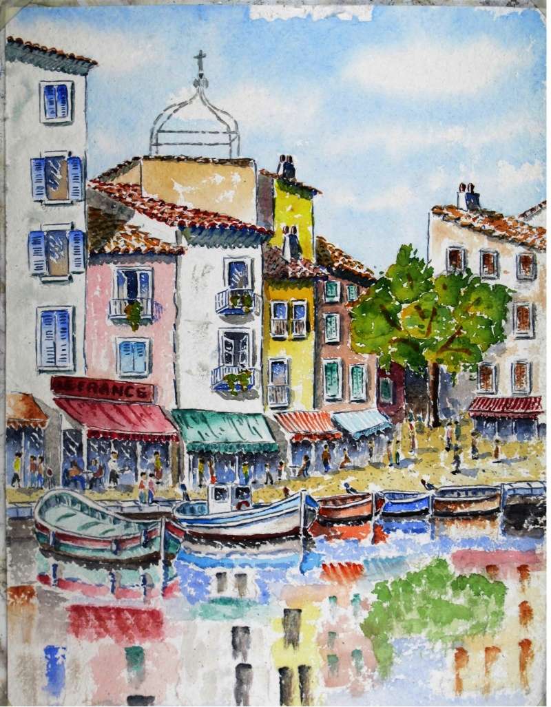 Aquarelle de 40 x 30 cm Cassis en mai "  Cassis10