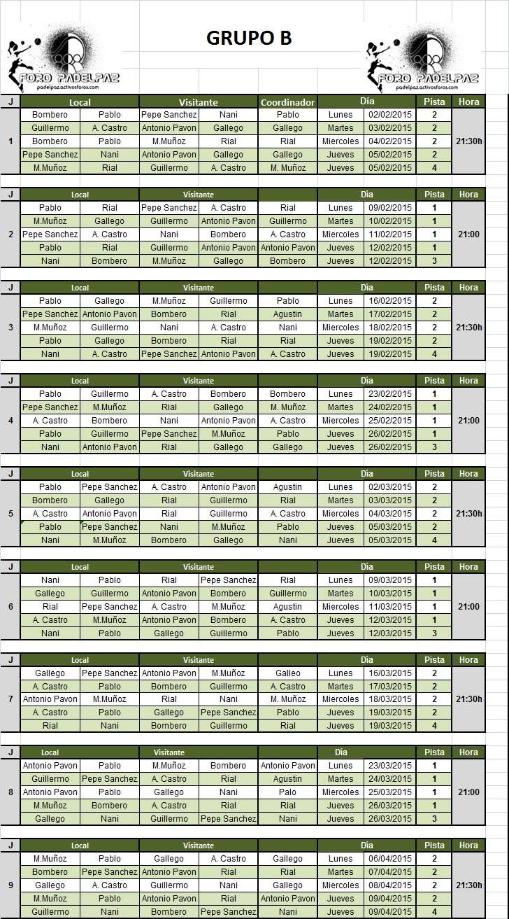 Calendario Grupo B Calend20