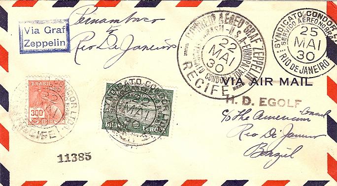 nach - Südamerikafahrt 1930, Post nach Rio de Janeiro 59_a_r10