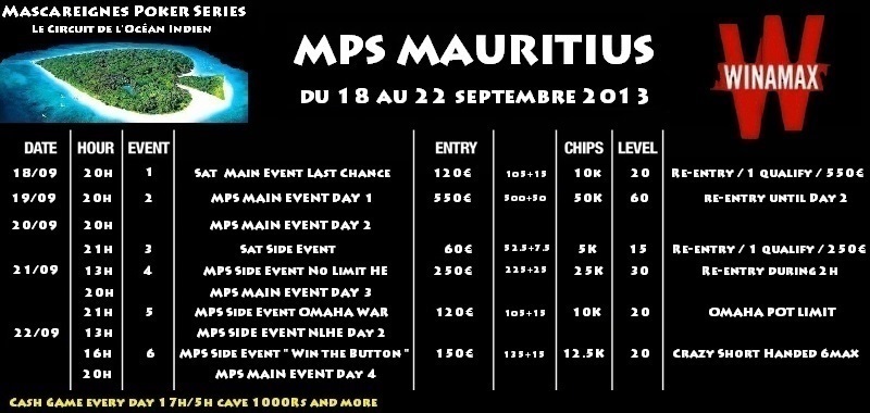 Mascareignes Poker Series - Mauritius - Saison 1 Progra10