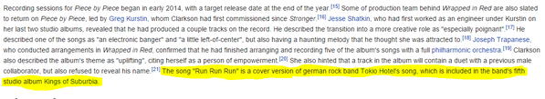 "Run, Run, Run" cover by Kelly Clarkson featuring John Legend released 25.2.15 B-onmo11