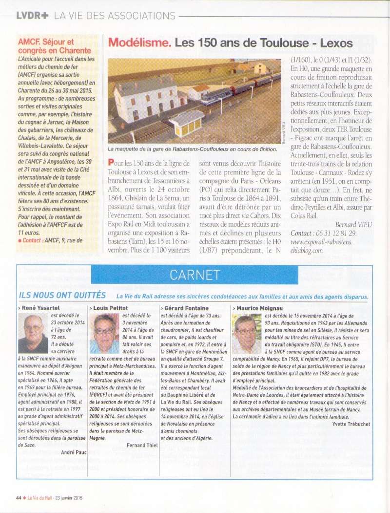 EXPOSITION MODELISME FERROVIAIRE et 150 ANS de la ligne Albi Toulouse, RABASTENS Les 15 & 16 Novembe 2014. Vdr10
