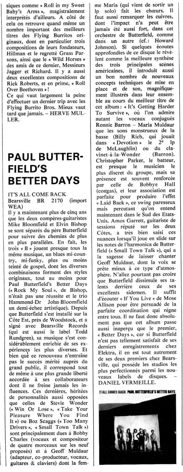 Paul Butterfield's Better Days: It's all come back R85-7410