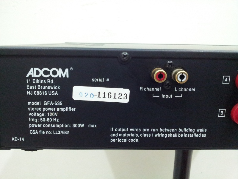 Adcom GFA-535 High Current Stereo Power Amplifier ( Used) 20150205