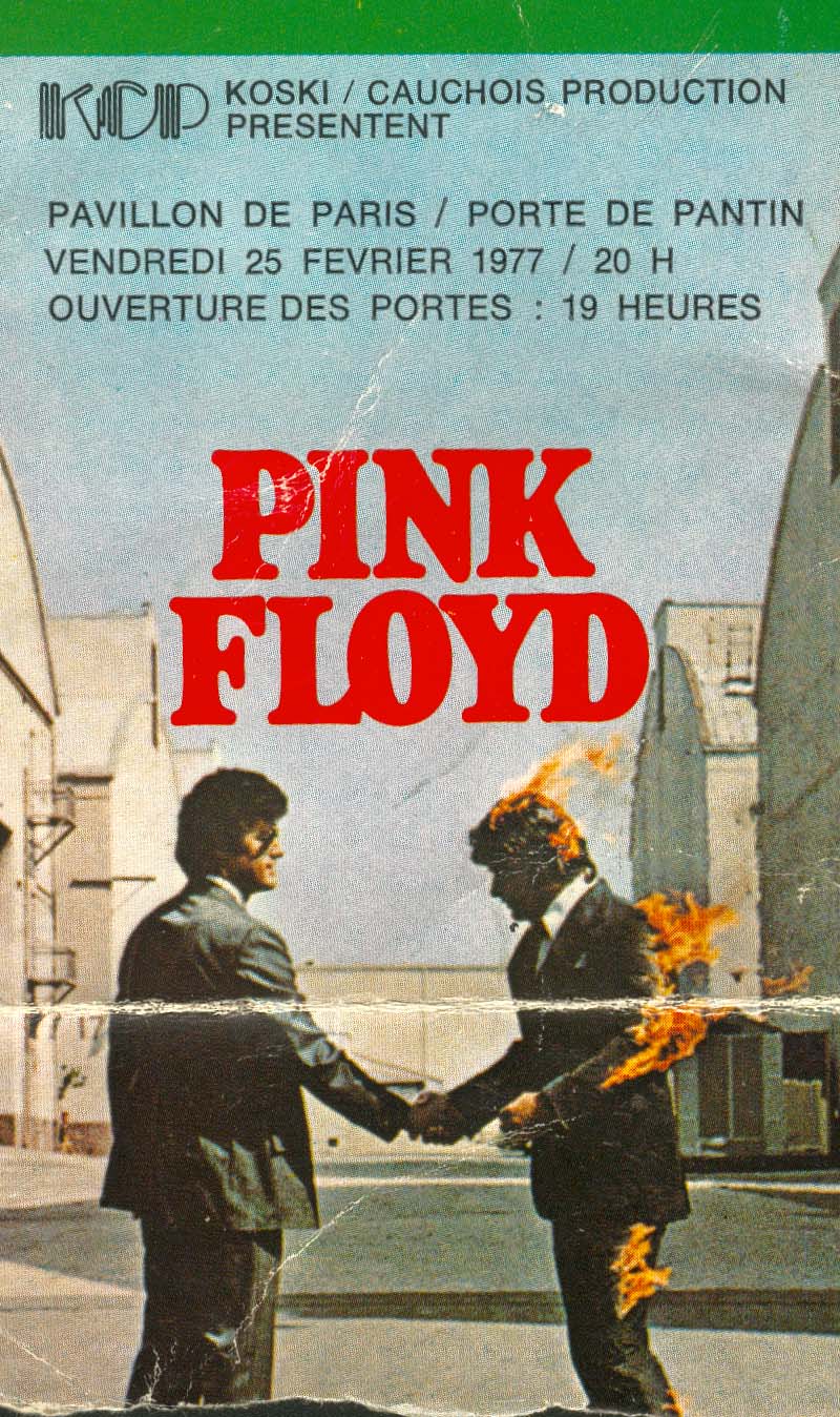 Anniversaire de la tournée 77 de Pink Floyd. Ticket10