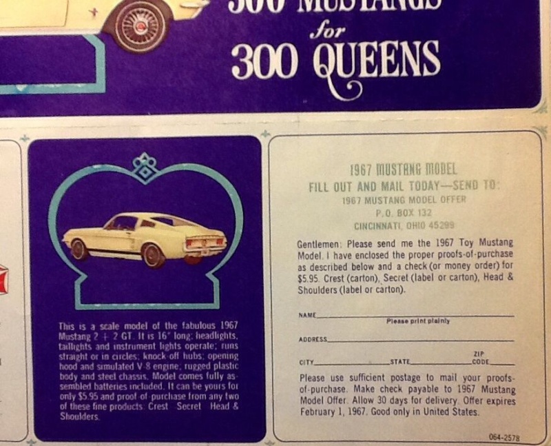 En 1967: Concour de Proctor & Gamble , gagnez une des 300 Mustang 1967 Procto12