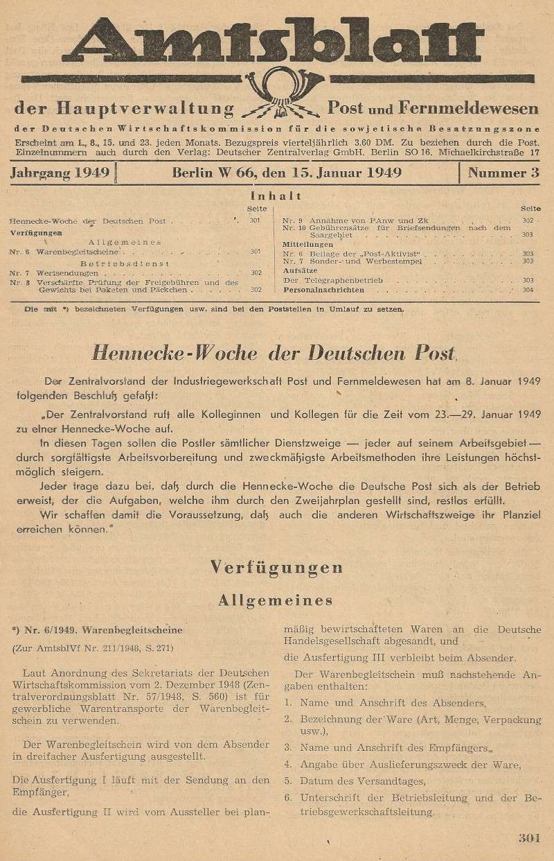Amtsblätter DDR - Jahrgang 1949 30110
