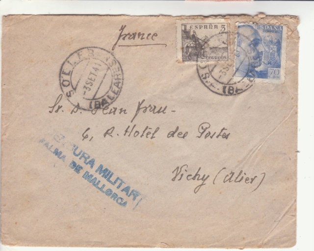 Lettre des Baléares de 1941 avec contenu + papillon du censeur. _1800010