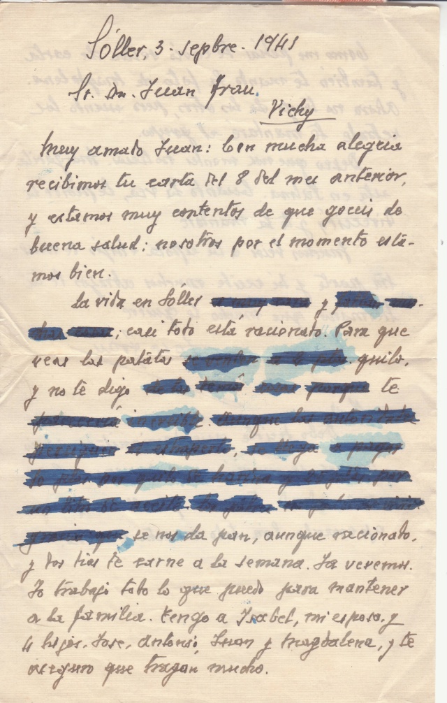 Lettre des Baléares de 1941 avec contenu + papillon du censeur. _2000010