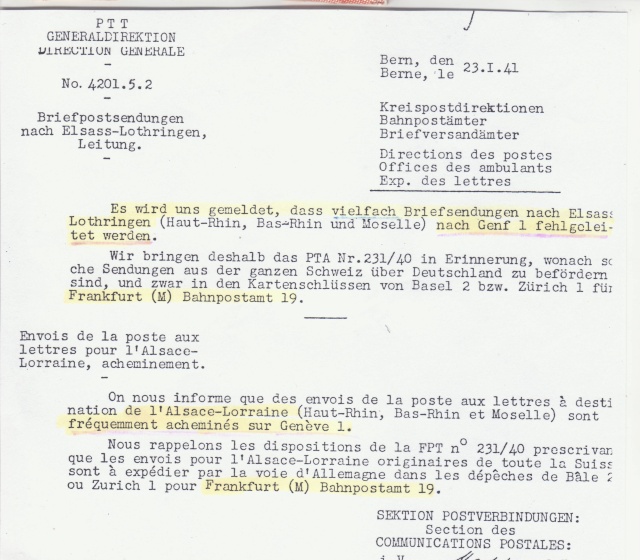 Lettre de Bâle pour ST. Ludwig (St Louis Alsace) avec censure allemande de Lyon. _3001910