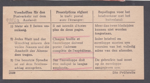 Lettre non conforme au décret de communications:  manque les données de l'expéditeur et l'indication de la langue employé -ABP c _8001011