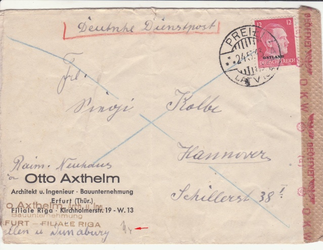 Les marques des censeurs "lecteurs" des centres de contrôle allemands : a Königsberg. _a_110