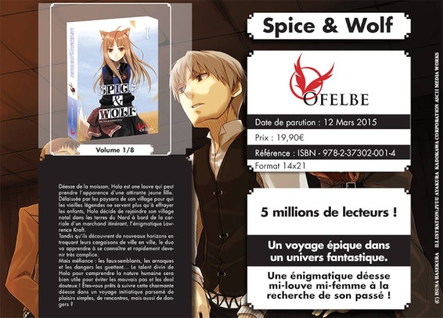 Ofelbe Editions précise les sorties des romans de SAO et de Spice&Wolf Spicea10