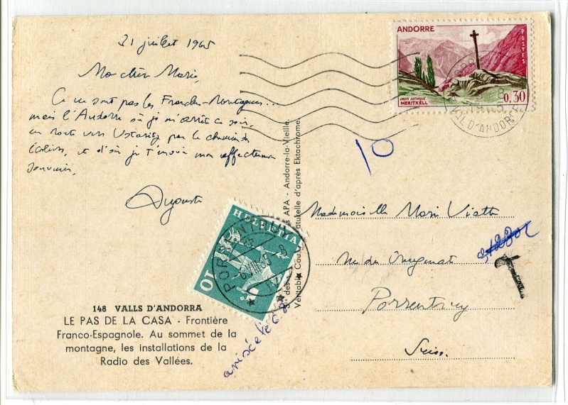timbre poste SUISSE utilisé comme timbre TAXE Img04010