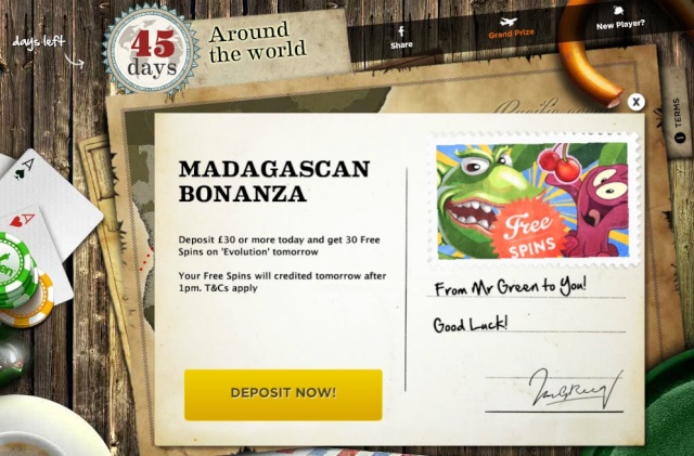 MrGreen 30 Free Spins On Evolution Tomorrow By Making Deposit Today! 18.07.2013 Mrgree18