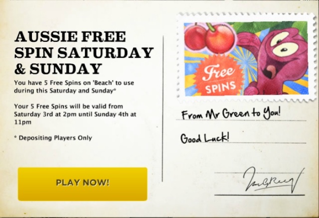 MrGreen 5 Free Spins On 'Beach' Videoslot – Saturday-Sunday 03-04.08-2013 Mrgree24