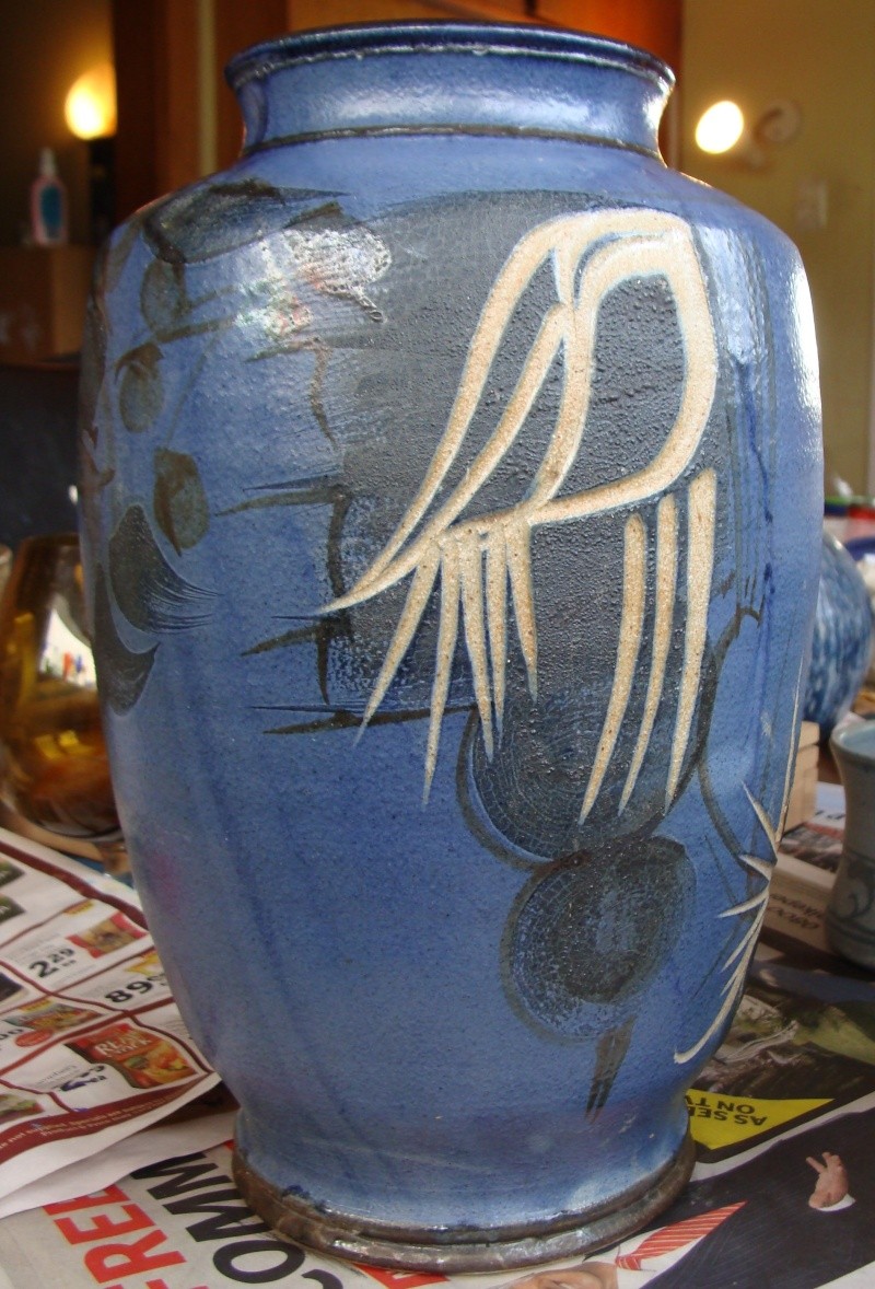 large incised blue vase, no mark, very distinctive style Dsc05010
