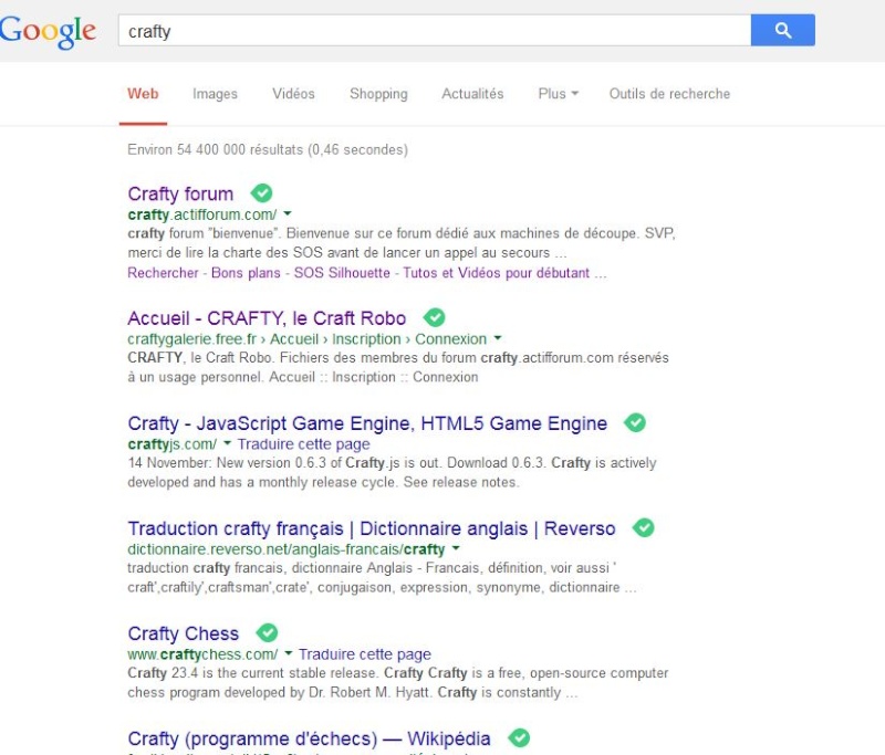 Recherche "Crafty" sur Google ... Captur17