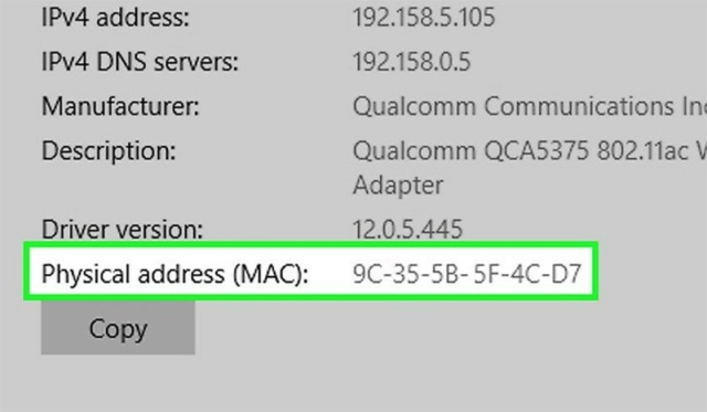 Địa chỉ MAC cho kết nối thiết bị di động Mac10