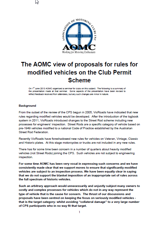 Proposed Changes to Club Permit Scheme Amoc110