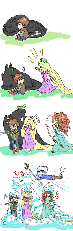 (Fan art) Merida, Rapunzel, Jack et Hiccup - The Big Four - Page 17 Rendez10