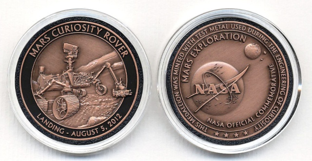 Curiosity - Médaille commémorative avec métal d'un des prototypes de test Curios10