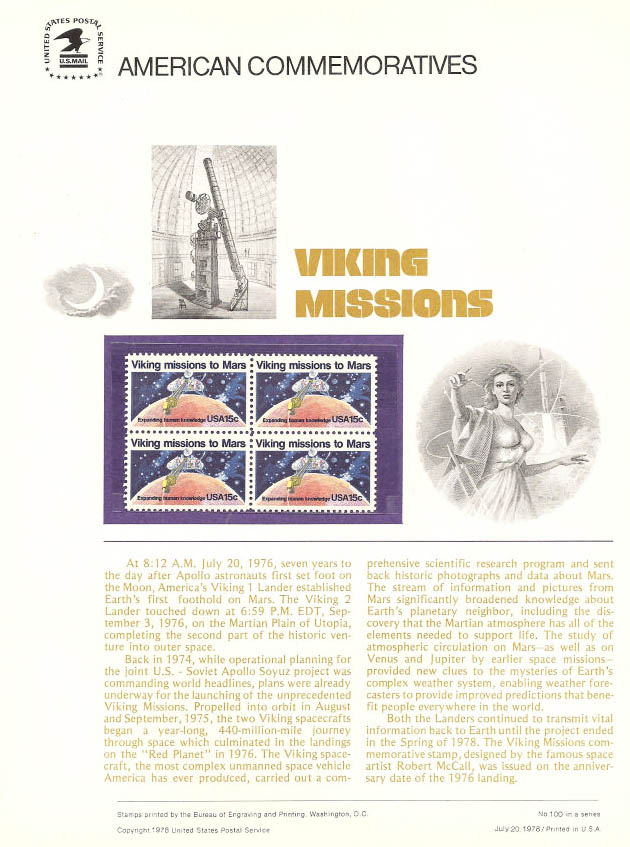 Philatélie spatiale USA - 1978 - Viking sur Mars Viking13