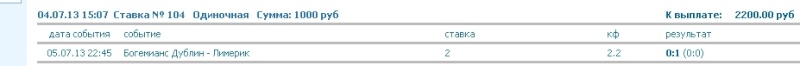 Скрин шоты ставок за 5 июля Dduddu26