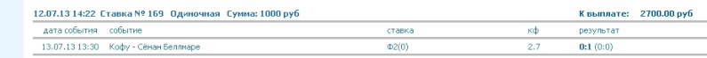 Скрин шоты ставок за 13 июля Nnddun42