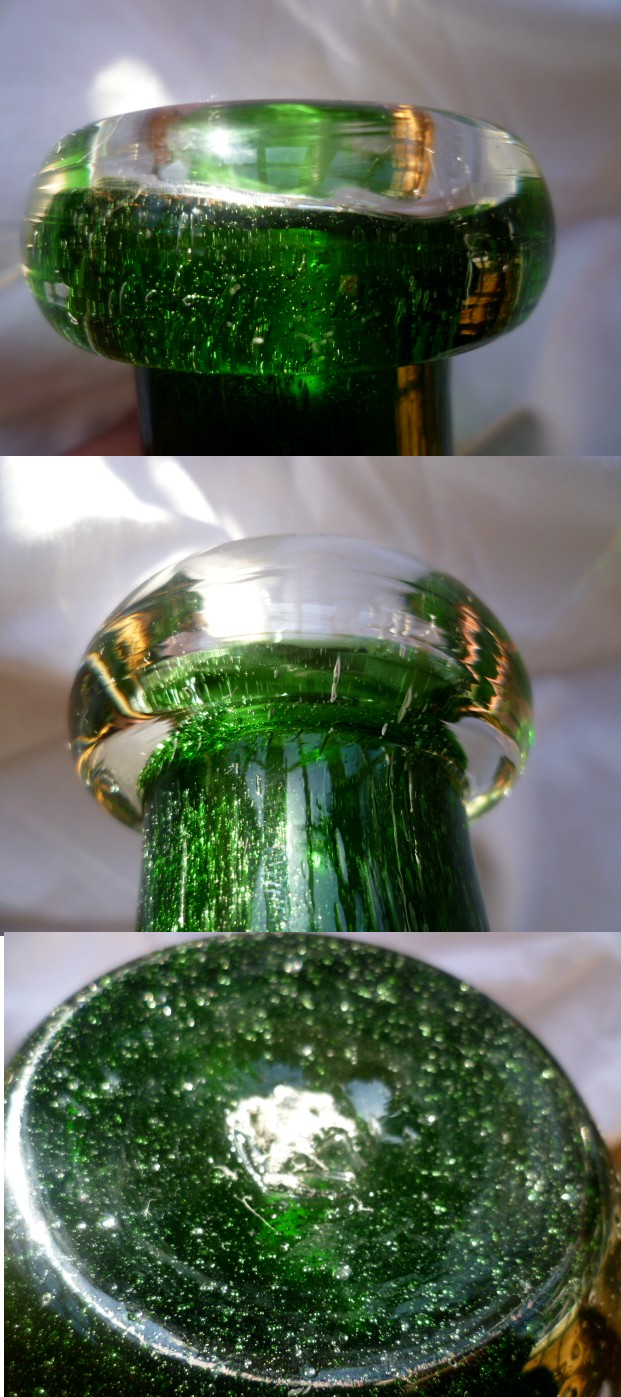 Possible bubbled Nuutajarvi green glass bottle Abottl11