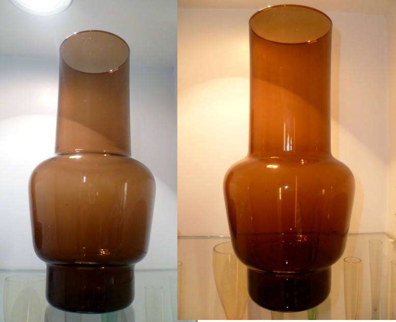 1960/70's thing brown glass vase with interesting shape Awho10