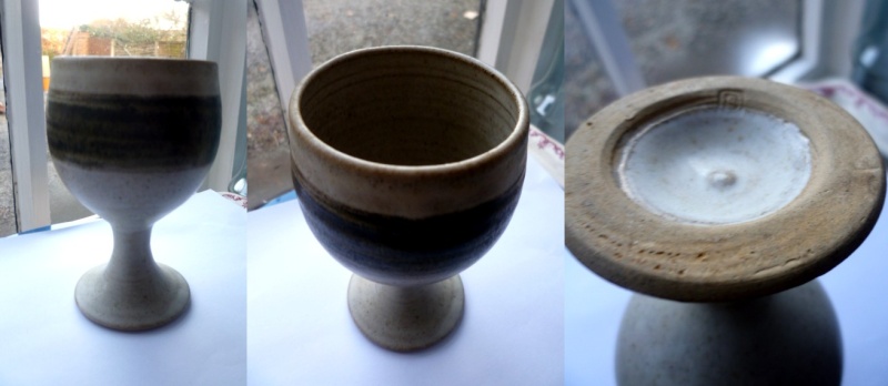 Stoneware Goblet impressed with DS or DG Ds10