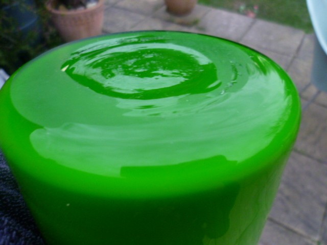 Large Clear Cased Green Cylinder Vase P1090310