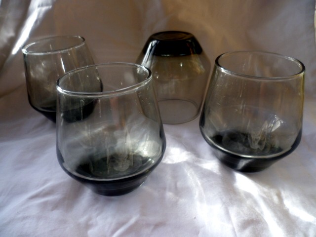 Smoked glass tumblers/glasses Riihimaki looking P1090510