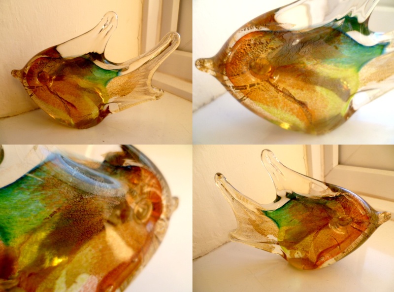 Glass Fish Paperweight gold inlay signed OG 08 Untitl11