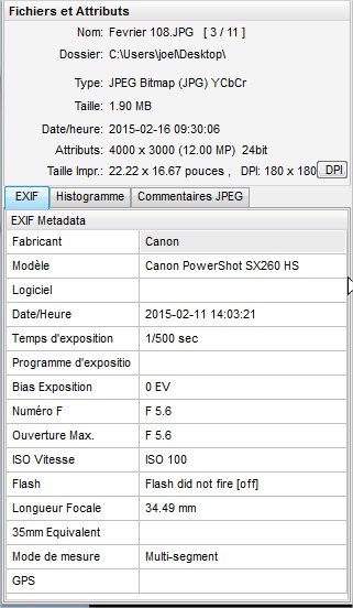 2015: le 11/02 à 14H03 - Lumière étrange dans le ciel - Ovnis à Saverne - Bas-Rhin (dép.67) Exif10