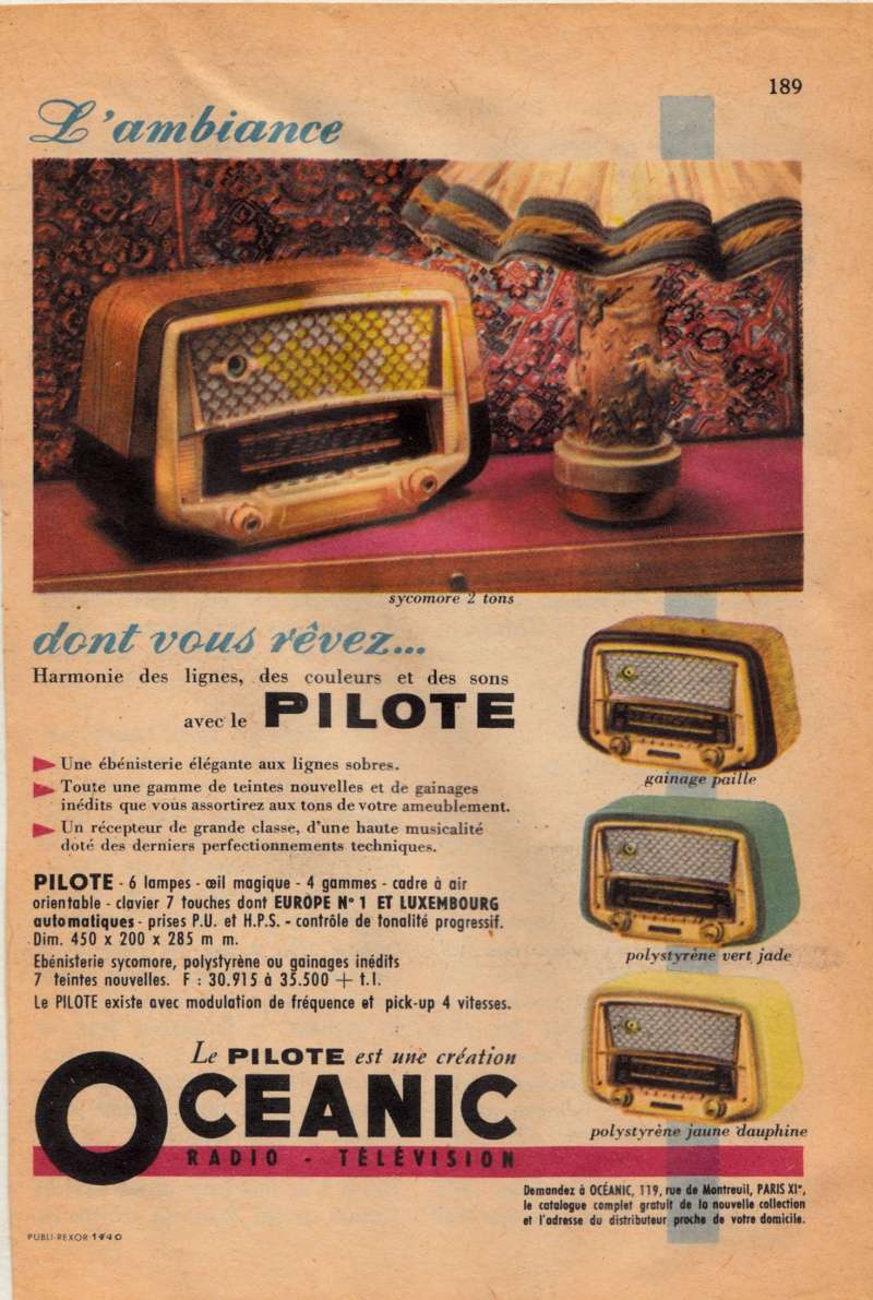 Oceanic Pilote radio - 1958 Pub-oc10