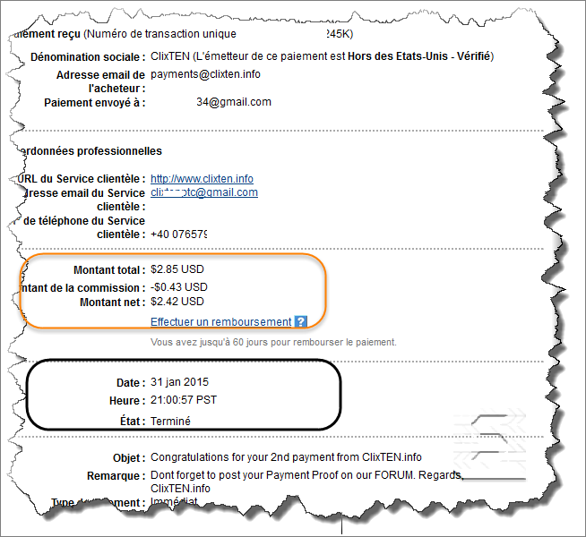 إثبات دفع فوري شخصي بقيمة 2.25 $ بتاريخ 01/02/2015 من الصادقة  ClixTEN 2015-040