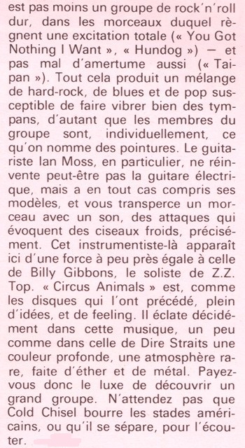 Cold Chisel - 1982 - Circus animal 233