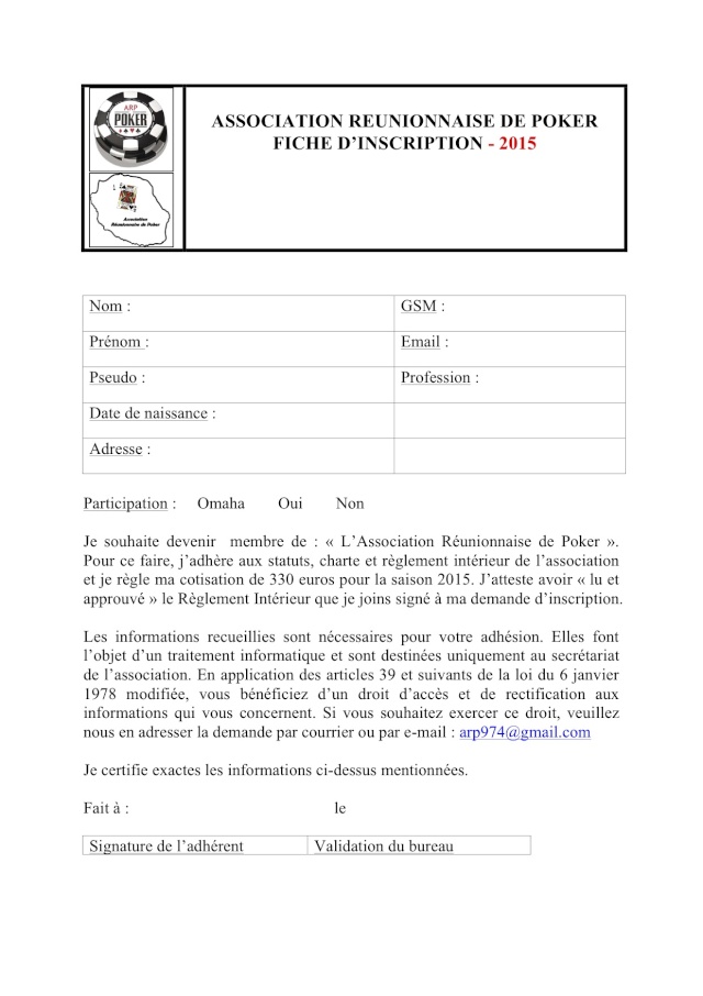 Fiche d'inscription-Réglement intérieur-Charte-ARP 2015 Fiche_12