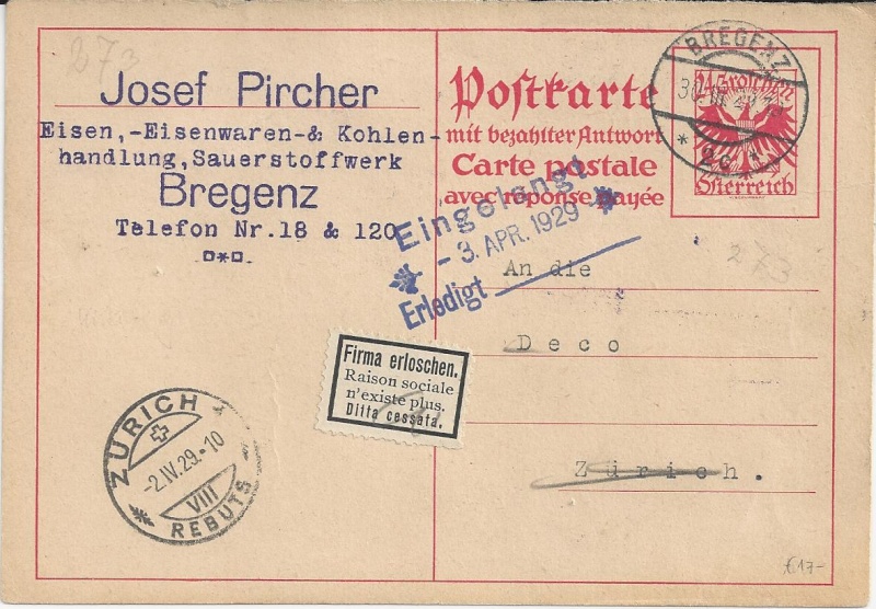 österreich - Bedarfspost Ganzsachen Österreich 1925-1938 Bild_620