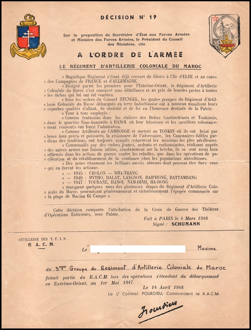 Régiment d'Artillerie Coloniale du Maroc & 9e Division d'Infanterie Coloniale 12-12100